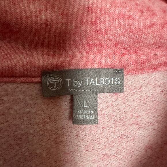 Talbots sweatshirt V-Mochneck collared button detail two pockets pink Cozycore - Picture 6 of 11
